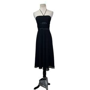 Max & Cleo black silk chiffon layered cocktail dress size  2
